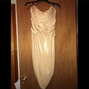 NWT Gold bebe Strapless Dress!